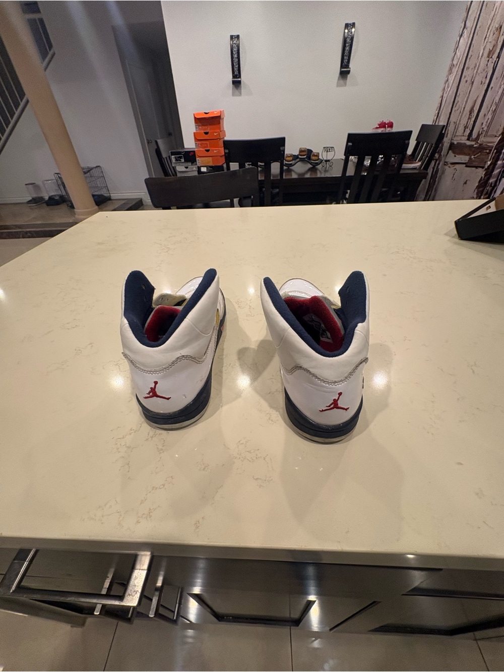 Jordan Kids White Navy Red High-Top Sneakers